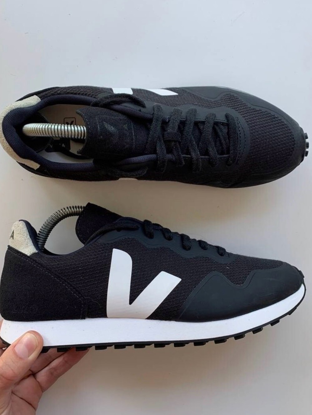 Veja Women’s Black Sneakers with White V Logo